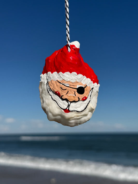 “Quinton” Santa Pirate Oyster Ornament